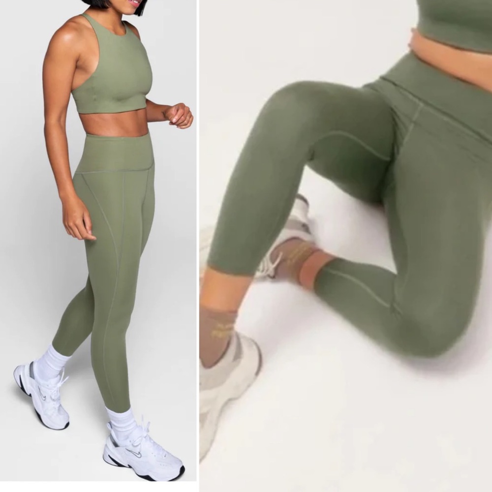Girlfriend Collective Compressive High Rise Leggings in Olive Green Women Medium
